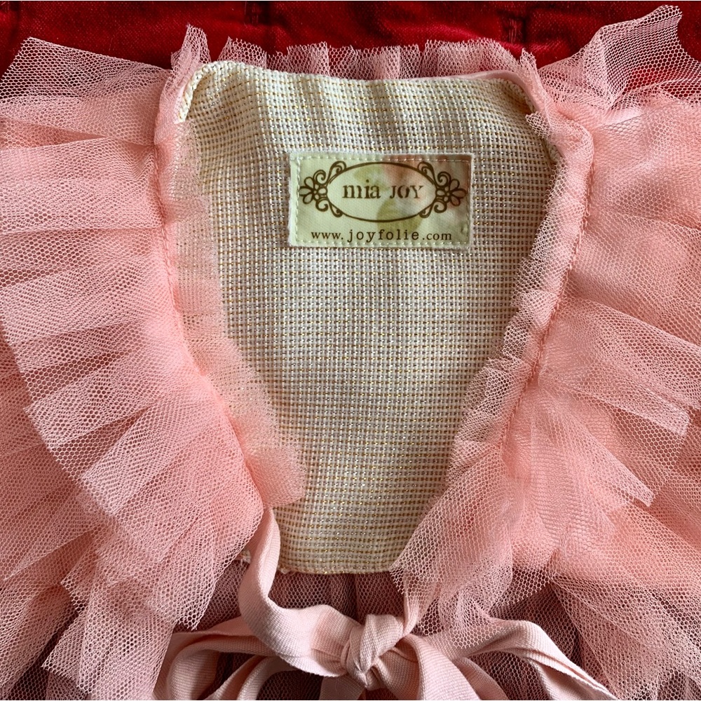 Joyfolie Girls Ruffled Rose Pink Tulle Capelet Collar - Picture 4 of 7